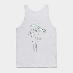 abstract green Queen Anne's lace watercolor Tank Top